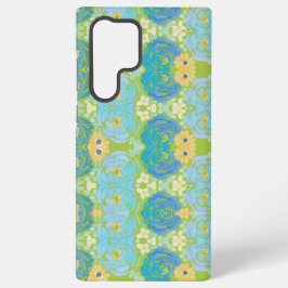 Blauw & Geel Waterverf Bloemmotief Samsung Galaxy Hoesje