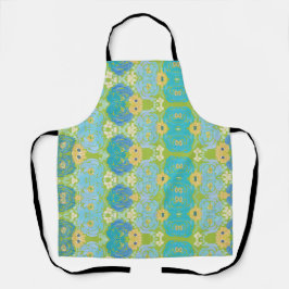 Blauw & Geel Waterverf Bloemmotief Schort