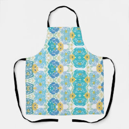 Blauw & Geel Waterverf Bloemmotief Schort