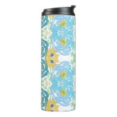 Blauw & Geel Waterverf Bloemmotief Thermosbeker (Gedraaid links)