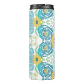 Blauw & Geel Waterverf Bloemmotief Thermosbeker (Achterkant)