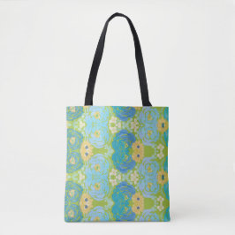 Blauw & Geel Waterverf Bloemmotief Tote Bag