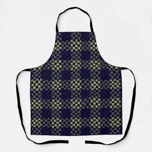 Blauw Geel Weefpatroon Schort (Voorkant)