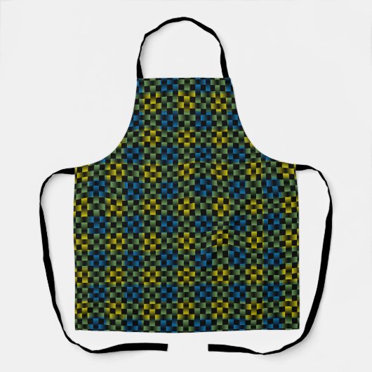 Blauw Geel Weefpatroon Schort (Voorkant)