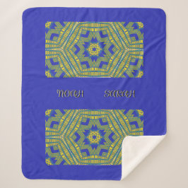 Blauw geel weefpatroon sherpa deken