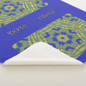 Blauw geel weefpatroon sherpa deken (3/4)