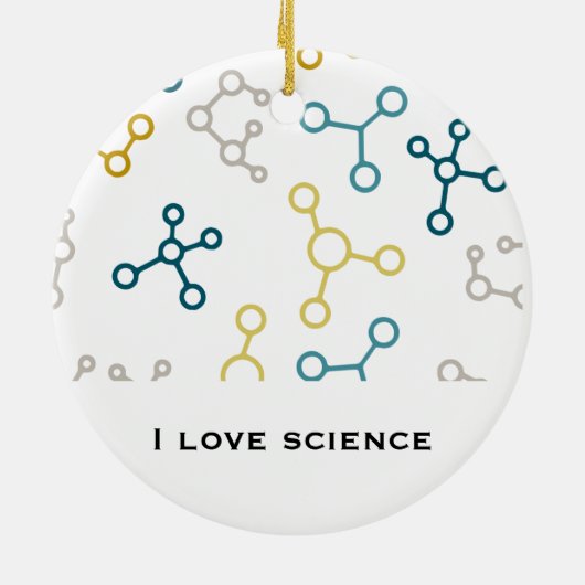 Blauw Geel Wetenschap Chemie Moleculen Kerstmis Keramisch Ornament (Achterkant)