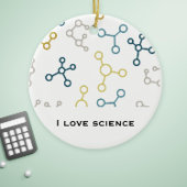 Blauw Geel Wetenschap Chemie Moleculen Kerstmis Keramisch Ornament