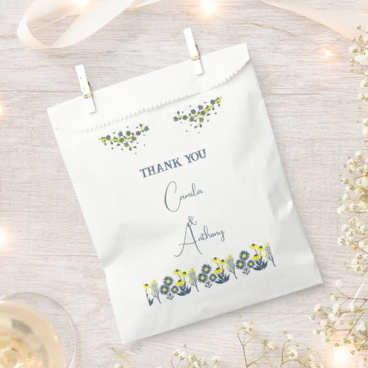 Blauw Geel Wildbloem Bloemen Boho Bruiloft Bedankzakje (Geknipt)