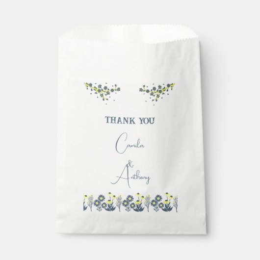 Blauw Geel Wildbloem Bloemen Boho Bruiloft Bedankzakje (Voorkant)