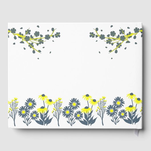 Blauw Geel Wildbloem Bloemen Boho Bruiloft Gastenboek (Achterkant)