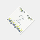 Blauw Geel Wildbloem Bloemen Boho Bruiloft Servet (Hoek)