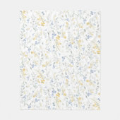 Blauw Geel Wildbloem Motief Fleece Deken (Voorkant)
