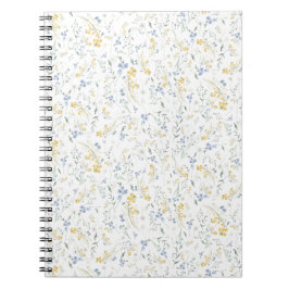 Blauw Geel Wildbloem Motief Notitieboek