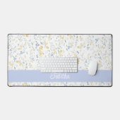Blauw Geel Wildbloem Patroon Aangepaste Naam Bureaumat (Keyboard & Muis)