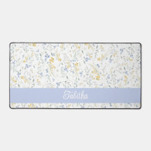 Blauw Geel Wildbloem Patroon Aangepaste Naam