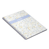 Blauw Geel Wildbloem Patroon Aangepaste Naam Notitieboek (Rechterzijde)