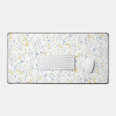 Blauw Geel Wildbloem Patroon Bureaumat (Keyboard & Muis)