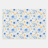 Blauw Geel Wildbloemen Boho Baby Vrijgezellenfeest Inpakpapier Vel (Voorkant 2)