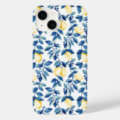 Blauw Geel Wilde Bloem Citroen Case-Mate iPhone Case (Achterkant)