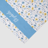 Blauw Geel Wilde Bloem Waterverf Aangepaste Naam Tissuepapier (Detail)