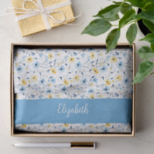Blauw Geel Wilde Bloem Waterverf Aangepaste Naam