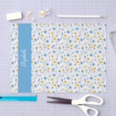 Blauw Geel Wilde Bloem Waterverf Aangepaste Naam Tissuepapier (Craft)