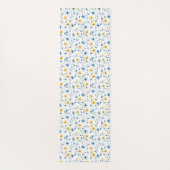 Blauw Geel Wilde Bloem Waterverf Aangepaste Naam Yogamat (Achterkant)