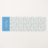Blauw Geel Wilde Bloem Waterverf Aangepaste Naam Yogamat (Voorkant (horizontaal))