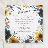 Blauw Geel Wildflower Bruiloft Welkomstgeschenk Ma Bedankjes Labels (Voorkant)