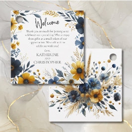 Blauw Geel Wildflower Bruiloft Welkomstgeschenk Ma Bedankjes Labels
