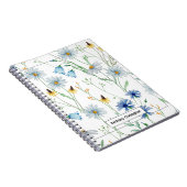 Blauw & Geel Wildflower Daisies | Gepersonaliseerd Notitieboek (Rechterzijde)