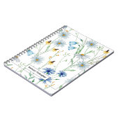 Blauw & Geel Wildflower Daisies | Gepersonaliseerd Notitieboek (Linkerzijde)