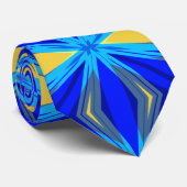 Blauw Geel Winter Kerstster Starburst Party Stropdas (Opgerold)