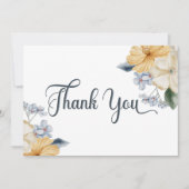 Blauw Geel & Wit Bloemen Bruiloft Bedankkaart (Voorkant)