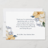 Blauw Geel & Wit Bloemen Bruiloft Bedankkaart (Achterkant)