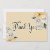 Blauw Geel & Wit Bloemen Bruiloft Bedankkaart (Voorkant)