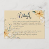 Blauw Geel & Wit Bloemen Bruiloft Details Informatiekaartje (Voorkant)