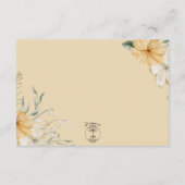 Blauw Geel & Wit Bloemen Bruiloft Details Informatiekaartje (Achterkant)