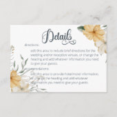 Blauw Geel & Wit Bloemen Bruiloft Details Informatiekaartje (Voorkant)