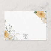 Blauw Geel & Wit Bloemen Bruiloft Details Informatiekaartje (Achterkant)