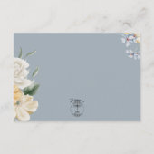Blauw Geel & Wit Bloemen Bruiloft Receptie Informatiekaartje (Achterkant)