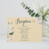 Blauw Geel & Wit Bloemen Bruiloft Receptie Informatiekaartje (Staand voorkant)