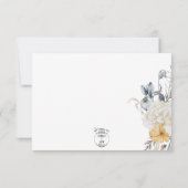 Blauw Geel & Wit Bloemen Bruiloft RSVP Kaartje (Achterkant)