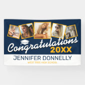 Blauw Geel Wit Congrats Afstuderen 2025 Spandoek (Horizontaal)