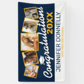 Blauw Geel Wit Congrats Afstuderen 2025 Spandoek (Verticaal)