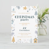 Blauw Geel Wit Eenvoudig Kerstfeest Kaart (Staand voorkant)