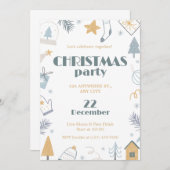 Blauw Geel Wit Eenvoudig Kerstfeest Kaart (Voorkant / Achterkant)