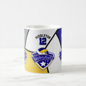 Blauw, geel, wit en grijs volleybal koffiemok (Center)