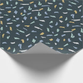 Blauw geel wit geometrisch inpakpapier (Hoek)